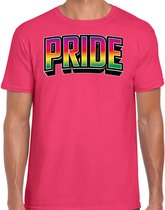Bellatio Decorations Gay Pride T-shirt voor heren - roze - pride - regenboog - LHBTI XXL