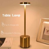 Tafellamp - tafellamp oplaadbaar - LED - 3 verschillende lichtstanden - dimbaar - touch - slaapkamer woonkamer of bureau - minimalistisch design - goud