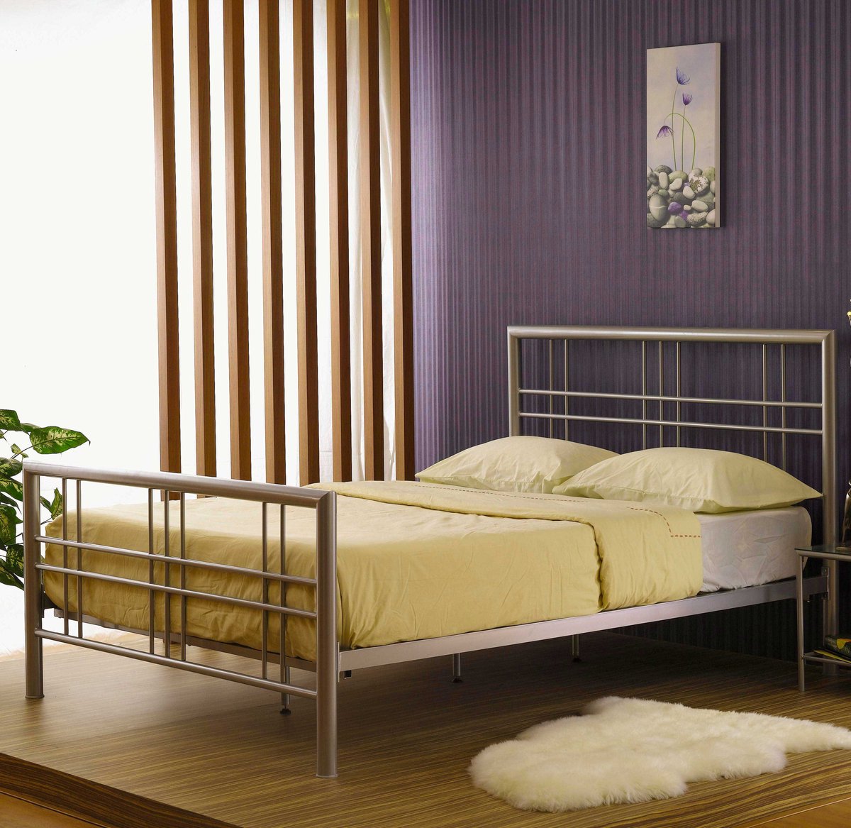 Metalen Tweepersoonsbed Pato 140x200 - Poldimar - Tweepersoons bedkader - Zilver - Metaal Tweepersoons Normaal bed