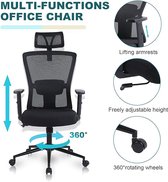 Youhauchair Office Chair, Office Chair with Adjustable Headrest and Armrests, Ergonomic Chair with High Back and Lumbar Support, Ergonomic Office Chair for Home and Office