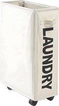 Panier à linge panier à linge pliable étroit peu encombrant avec roulettes sur tissu Oxford boîte de collecte de linge conteneur à linge pour linge sale, organisateur de linge, beige, 20x39x59cm
