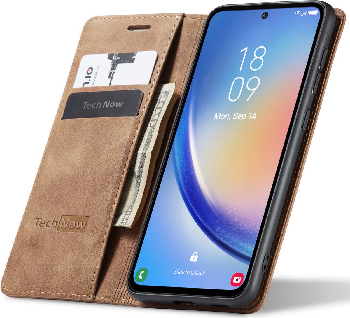 Hoesje geschikt voor Samsung Galaxy A35 - Book Case Leer Slimline Bruin
