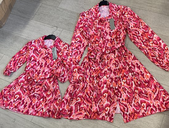 Twinning kleedje mommy & me - roze print - maat 146/152