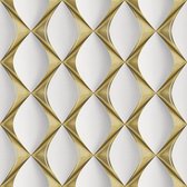Papier peint 3D Profhome 386911-GU papier peint intissé vinyle dur gaufré à chaud légèrement texturé avec des formes géométriques blanc crème brillant 5,33 m2
