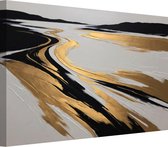 Weg naar het strand met goud wanddecoratie - Abstract expressionisme wanddecoratie - Schilderij op canvas Minimalistisch - Moderne schilderijen - Schilderijen canvas - Schilderijen 100x75 cm