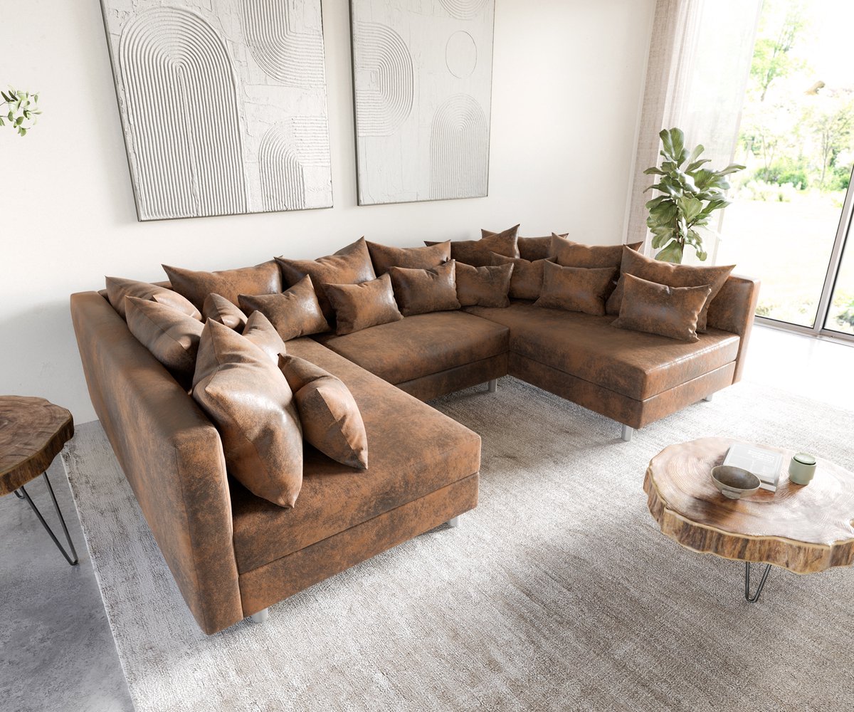 Bank Clovis bruin antiek Optiek woonlandschap Modulaire bank