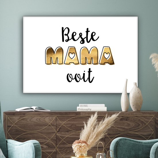 Toile Peinture Proverbes - Maman - Best mommy ever - Citations - 140x90 cm - Décoration murale