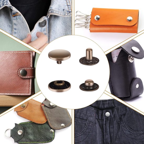 Qfun Lot De 120 Boutons Pression En Métal De 12 Mm Pour Cuir Avec