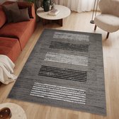 Tapiso Luxury Vloerkleed Grijs Laagpolig Woonkamer Lijnen Slaapkamer Tapijt Maat- 140x200