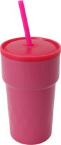 Thermosbeker met Rietje - Hot Pink - Thermos beker voor al je drankjes - Warm en koud - Afsluitbare beker voor koude en warme dranken! - Roze Beker to Go - 460ml
