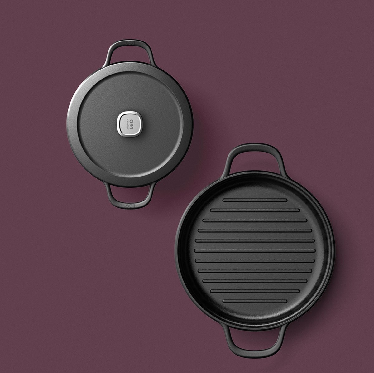 LEO Grillpan Graphite Cast iron - Ø 26cm - Zwart - PFAS-vrij