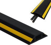 Primegoody Kabelmat - Kabelafdekking 2m - Flexibele PVC Snijbare Draadbeschermer- Kabelbrug- Zwart Geel