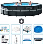 Intex Rond Ultra XTR Frame Zwembad - 549 x 132 cm - Inclusief Pomp - Ladder - Grondzeil - Afdekzeil Onderhoudspakket - Filterbollen - Stofzuiger - Voetenbad