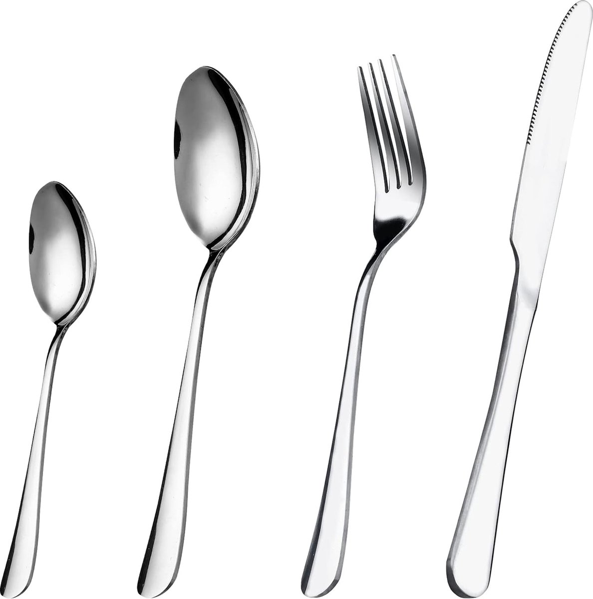 Bestekset voor 6 personen, 24-delige moderne bestekset, roestvrijstalen mes en vork, lepel, bestekset, vaatwasmachinebestendig