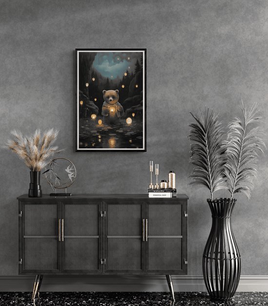 Lanternes d'ours Poster | Affiche de pépinière | Affiche Chambre de bébé | Affiche bébé | Affiche pour enfants | Affiche ours en peluche | 51x71cm | Décoration murale | Affiche murale | MW | Convient pour l'encadrement