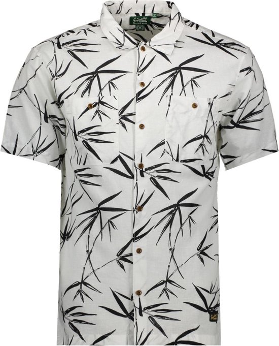 Superdry Overhemd Ss Beach Shirt M4010793a Optic Bamboo Mannen Maat - M