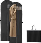 2 stuks kledingtas pak lang, 60 x 180 cm, ademende kledingtas, kledinghoes met ritssluiting, opvouwbare motbestendige kledingtassen voor trouwjurken, avondjurken, lange jassen (zwart)
