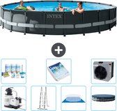 Intex Rond Ultra XTR Frame Zwembad - 610 x 122 cm - Inclusief Pomp - Ladder - Grondzeil - Afdekzeil Onderhoudspakket - Glasparels - Warmtepomp