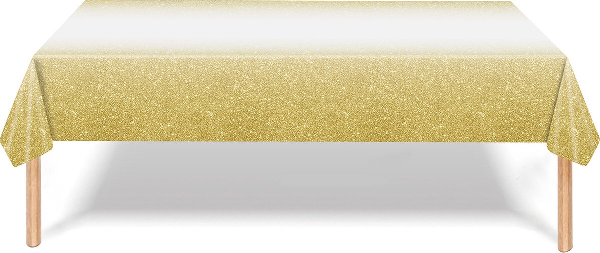 Tafelkleed Verjaardag Versiering Tafelloper Plastic Tafelzeil Glitter Goud Feest Tafellaken Xl Formaat 137*274cm