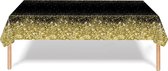 Tafelkleed Verjaardag Versiering Tafelloper Plastic Tafelzeil Zwart Goud Glitter Feest Tafellaken Xl Formaat 137*274cm