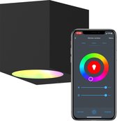 Calex Slimme LED Wandlamp Downlight Sanremo – Zwart – Smart Buitenlamp – App Bedienbaar - Voor binnen en Buiten
