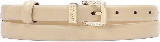 Smooth beige belt decorated with a buckle with crystals