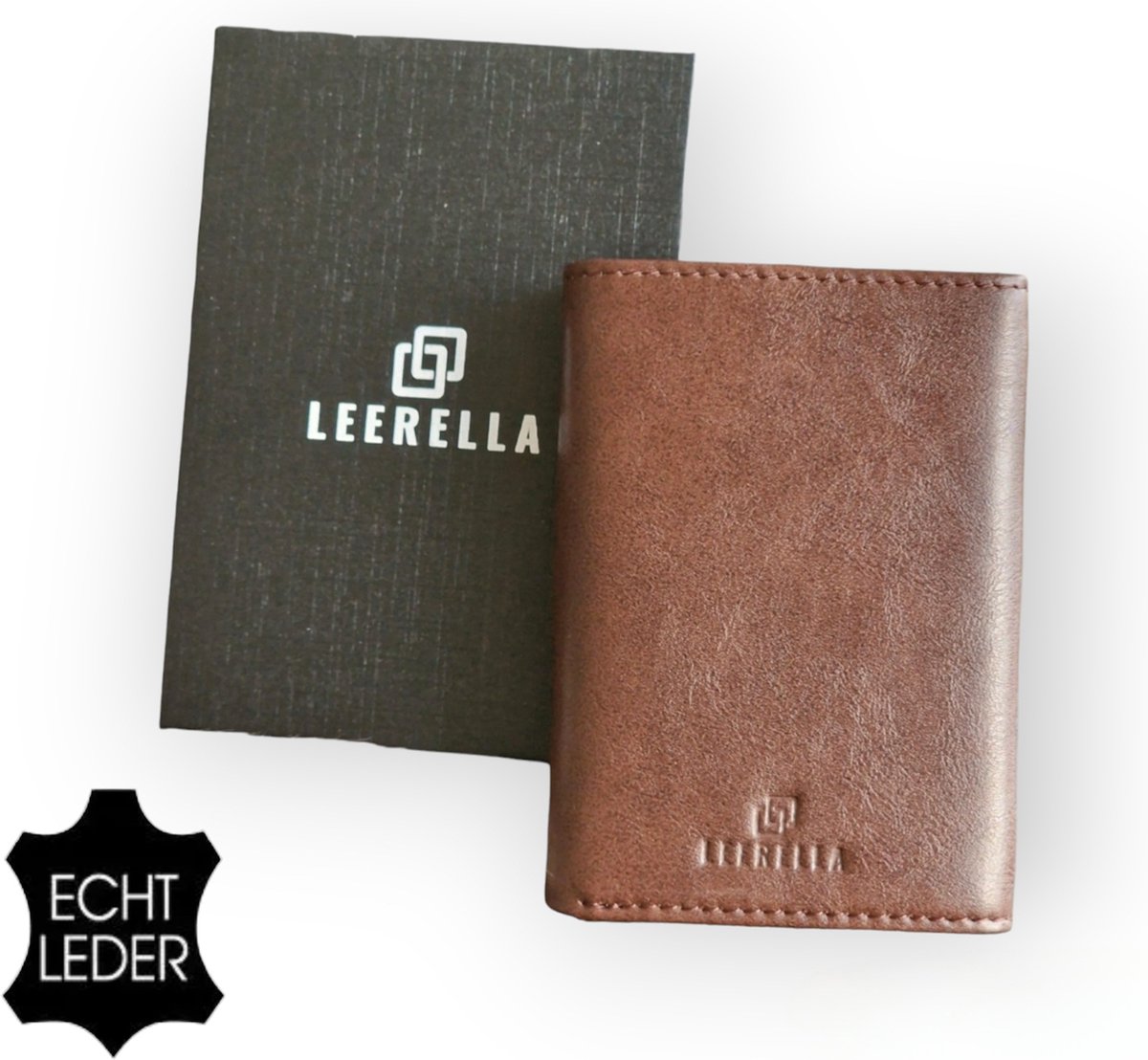 Leerella Pasjeshouder Uitschuifbaar - Kaarthouder - Creditcardhouder - RFID - Echt Leer Bruin – 10 tot 12 Pasjes + Briefgeld - RFID Creditcardhouder - Incl met luxe Cadeaubox - Valentijnsdag - Verjaardag - Cadeautjes - Moederdag - Vaderdag