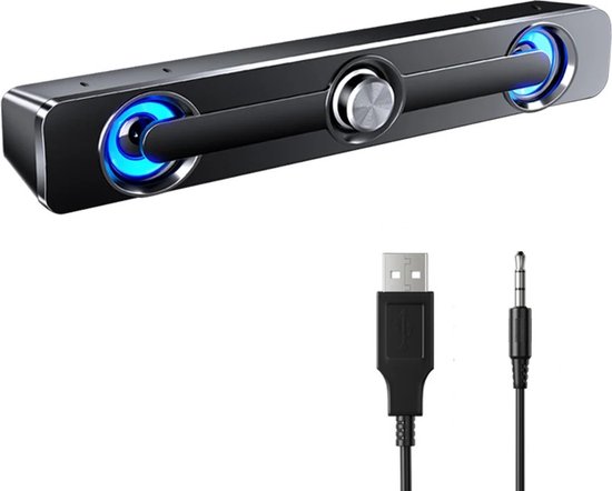 350T Bedrade Computerluidspreker, USB-desktopluidspreker Soundbar Mini- soundbar-luidspreker met 3,5 Mm-ingang en Volumeregeling voor Pc-tablets Desktop Mobiele Telefoon Laptop