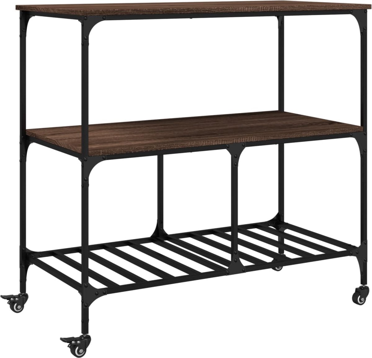 vidaXL - Keukentrolley - 100x50x95 - cm - bewerkt - hout - bruin - eikenkleurig