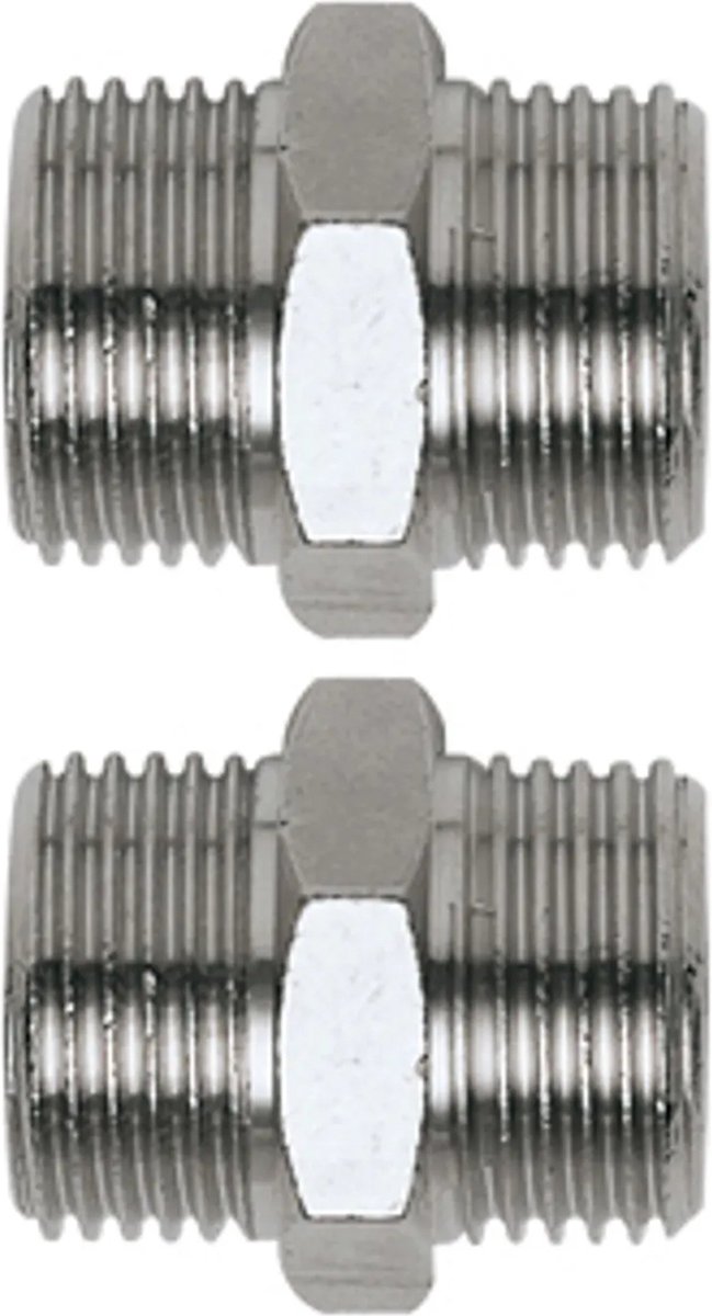 CriKo koppelstuk voor compressor - 1/4" buitendraad x 1/4" buitendraad - 2 stuks