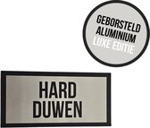 Deurbordje/ bord geborsteld aluminium | "Hard duwen" | 20 x 10 cm | Inkom | Lastige deur | Ingang | Onthaal | Openbaar gebouw | Winkel | Retail | Zwart-wit | 1 stuk