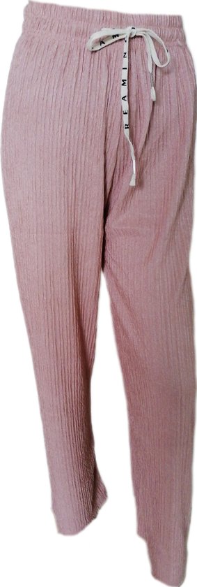 Femmes - Pantalons d'été - Pantalons - Pantalons de Yoga - Pantalons de plage - Femmes - Jambe large - Plissé - Comfort - Bande élastique - Couleur Rose clair - Taille 40-42