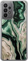 Casimoda® hoesje - Geschikt voor Samsung Galaxy A23 - Groen marmer / Marble - 2-in-1 case - Schokbestendig - Marble design - Verhoogde randen - Groen, Transparant