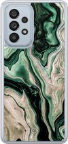 Casimoda® hoesje - Geschikt voor Samsung Galaxy A53 - Groen marmer / Marble - 2-in-1 case - Schokbestendig - Marble design - Verhoogde randen - Groen, Transparant