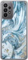 Casimoda® hoesje - Geschikt voor Samsung Galaxy A23 - Marble Sea - 2-in-1 case - Schokbestendig - Marble design - Verhoogde randen - Blauw, Transparant