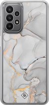 Casimoda® hoesje - Geschikt voor Samsung Galaxy A23 - Marmer Grijs - 2-in-1 case - Schokbestendig - Marble design - Verhoogde randen - Grijs, Transparant