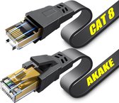 Cat 8 Internetkabel - 2 Meter - Flatkabel - Platte Kabel - Zwart - Tot 40GBps - Platte Internetkabel