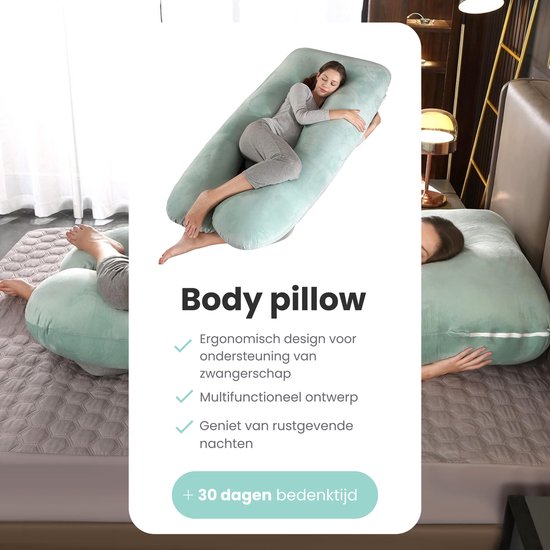Zwangerschapskussen U-vormig XXL, Groot Voedingskussen Zijslaapkussen U Vormig Lichaamskussen Met Afneembare En Wasbare Hoes 70 145cm Zwangerschapskussens
