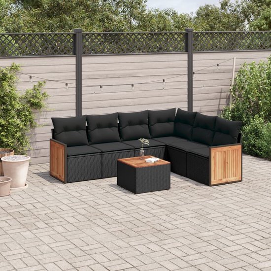 vidaXL-7-delige-Loungeset-met-kussens-poly-rattan-zwart