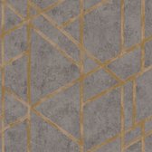 Grafisch behang Profhome 369281-GU vliesbehang licht gestructureerd met grafisch patroon glanzend grijs goud 5,33 m2