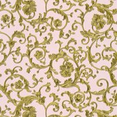 Mur de papier peint de luxe exclusif Profhome 343264-GU papier peint intissé légèrement texturé avec motif floral chatoyant or rose vert 7,035 m2