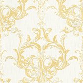 Papier peint baroque Profhome 961965-GU papier peint textile structuré dans le style baroque blanc jaune mat 5,33 m2