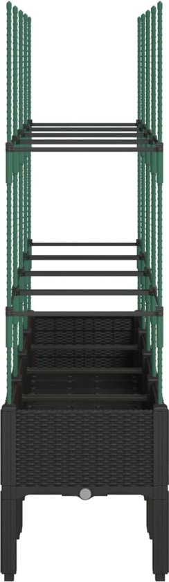 vidaXL Plantenbak met latwerk 120x120x121,5 cm polypropeen wit, bloemenbak, planten bak, bloempot, bloembak, bloem bak, tuinbak, tuin plantenbak