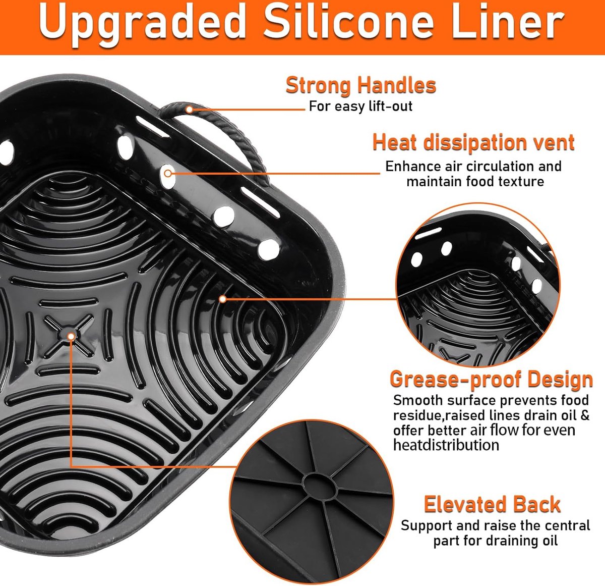 YINGRACE 21 cm siliconen vorm voor heteluchtfriteuse, XXL Airfryer siliconen pot, compatibel met Cosori 5,5 l