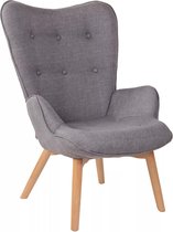 In And OutdoorMatch Luxe lounge chair Ahmad - Chaise de salle à manger - Tissu gris - Pieds en bois - Set de 1 - Hauteur d'assise 49 cm - Deluxe