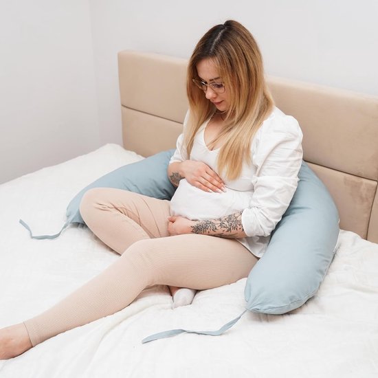 Baby zijslaapkussen, 190 cm, comfortkussen, slaapkussen met hoes, zijslaapkussen, lichaamskussen, zijslaapkussen met ritssluiting, saliekleur van Koala Hugs — afbeelding 3