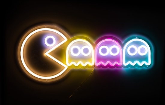OHNO Neon Verlichting Pac Man - Neon Lamp - Wandlamp - Decoratie - Led - Verlichting - Lamp - Nachtlampje - Mancave - Neon Party - Wandecoratie woonkamer - Wandlamp binnen - Lampen - Neon - Led Verlichting - Blauw, Geel, Paars - Ohno