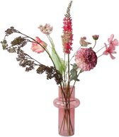 Winq- Kunstbloemen Moederdag cadeautje in pink, roze en rood-incl. vaas