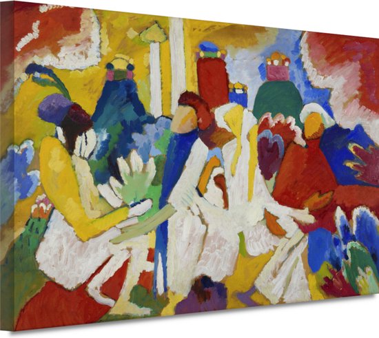 Compositie VII - Wassily Kandinsky schilderij - Figuren schilderijen - Canvas schilderij Mensen - Schilderijen op canvas industrieel - Canvas schilderijen woonkamer - Decoratie slaapkamer 70x50 cm