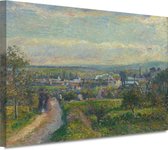 Uitzicht op Saint-Ouen-lAumône - Camille Pissarro wanddecoratie - Landschap wanddecoratie - Schilderijen canvas Natuur - Wanddecoratie industrieel - Schilderijen op canvas - Kunstwerk 70x50 cm